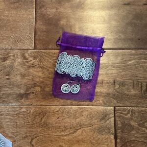 Silver Filigree Bracelet and Earring Set